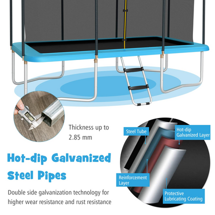 Goplus 8FT x 14FT Rectangular Trampoline, 440LBS Bearing Recreational Trampolines w/ Enclosure Net & Non-Slip Ladder - GoplusUS