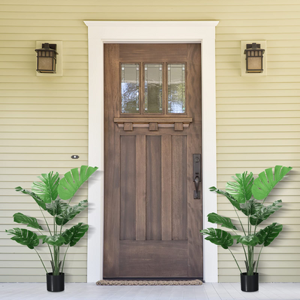 Goplus Artificial Monstera Deliciosa Plant, 4ft Tall Fake Tropical Palm Tree w/10 Pcs Different Turtle Leaves - GoplusUS