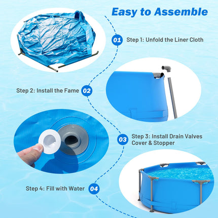 Goplus 8.5'x6'x26'' Metal Frame Above Ground Swimming Pool( 10' Round 1158 Gal )