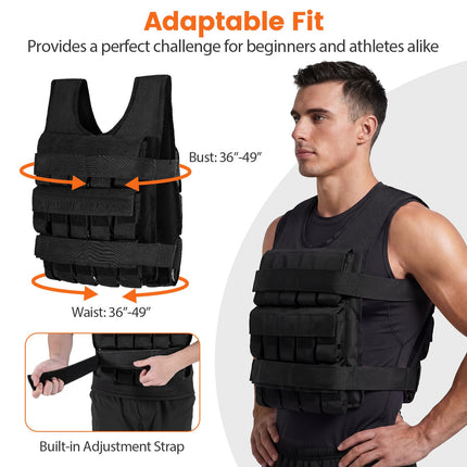 Goplus 66lbs Adjustable Weighted Vest for Men Women with 30 Removable Metal-Sand Weights