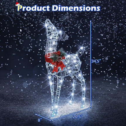 Goplus Lighted Christmas Reindeer Decoration | 4.4 FT & 3 FT Pre-Lit Indoor Outdoor Xmas Deer Set