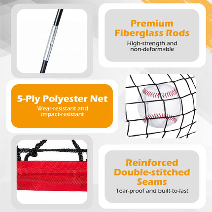 Goplus 7x7.4FT Exatra Large Baseball Practice Net with 2 Strike Zones & Ball Collection Pocket