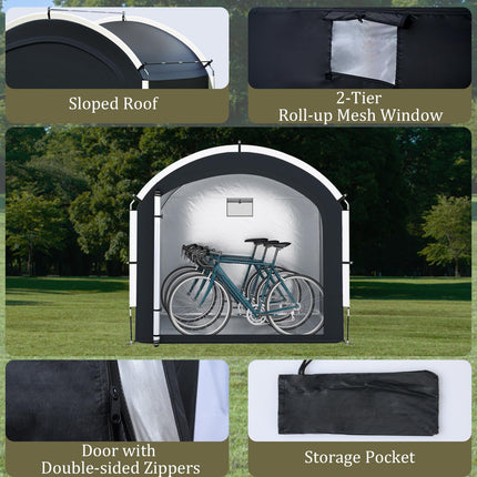 Goplus 7.2 x 4.9 FT Outdoor Bike Storage Sheds w/210D Oxford Fabric PU4000 Waterproof Cover