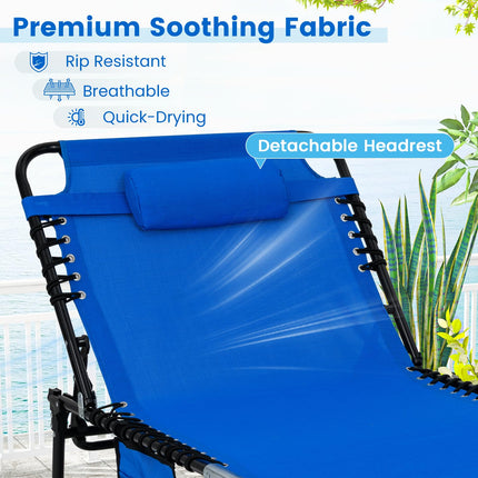 Goplus Extra Large Folding 5-Postion Beach Bed with Detachable Pillow