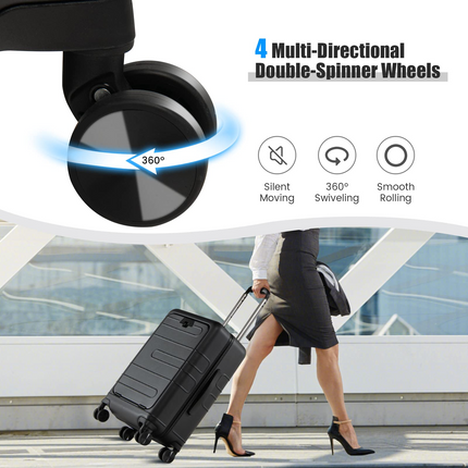 Goplus Carry On Luggage, 20 Inch PC Hardside Suitcase with Front Pocket - GoplusUS