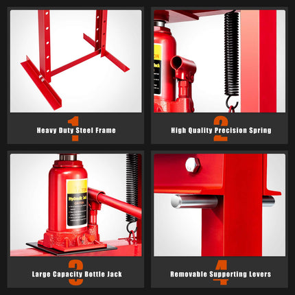 Goplus 12 Ton Hydraulic Shop Floor Press with Steel Plates Adjustable Working Table