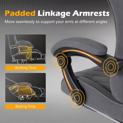 Goplus Ergonomic Gaming Chair with Footrest Lumbar Support Linkage Armrests & Detachable Headrest