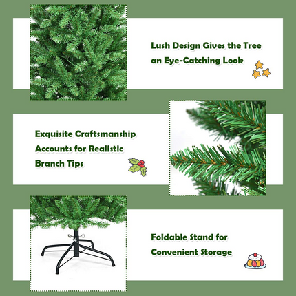 Goplus 6ft Pre-lit Artificial Christmas Tree, Hinged Fir Pencil Christmas Tree with 250 LED Lights - GoplusUS