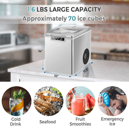 Portable Countertop Ice Maker, 26LBS/24H Mini Ice Cube Machine w/8 Min Processing 9 Cubes