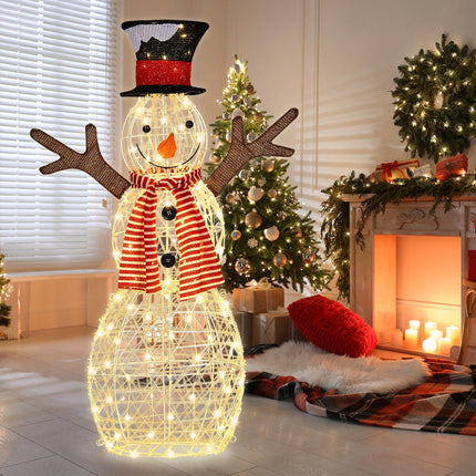 Goplus 3.6 FT Lighted Christmas Snowman with 80 LED Lights