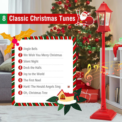 Goplus 5.3 Ft Christmas Snowy Street Lamp 2-in-1 Musical Lamp Post & Snow Globe Lantern