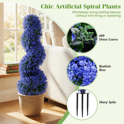 Goplus Artificial Spiral Topiary Trees Set of 2 3FT Outdoor Faux Plants