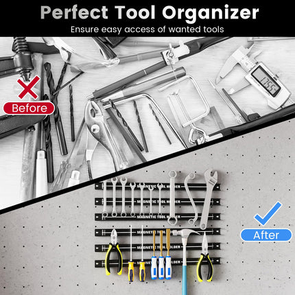 Goplus 6PCS 18" Magnetic Tool Holder, Wall Mounted 176LBS Capacity Magnetic Tool Organizer
