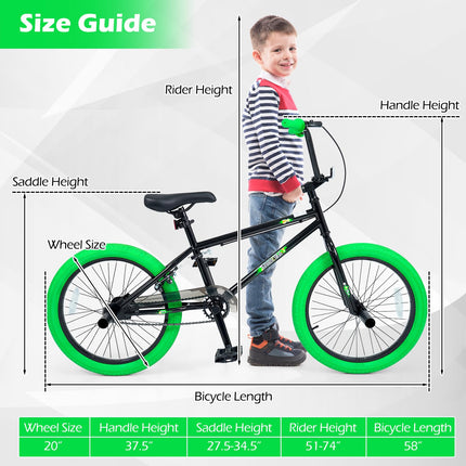 Goplus Freestyle BMX Bike 20" Trick Bicycle w/ 360 Degree Steering & 4 Pegs