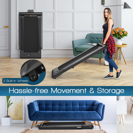 Goplus 2-in-1 Folding Treadmill, 2.25HP Electric Under Desk Treadmill W/LED Display - GoplusUS