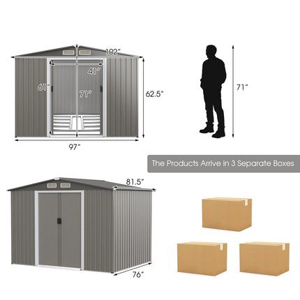 Goplus Outdoor Storage Shed, 8.5"x 6.8"x 6" Weather-Resistant Utility Tool Organizer w/Foundation