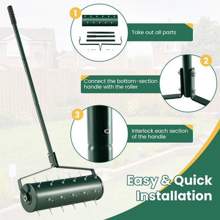 Goplus Rolling Lawn Aerator, Filled with Sand or Stone