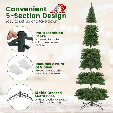 Goplus 12ft Pre-Lit Artificial Christmas Tree with 360° Quick Power Connector & LED Lights