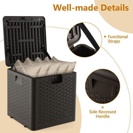 Goplus Outdoor Storage Box, 31 73 100 Gallon Waterproof Resin Patio Storage Box with Lockable Lid, Side Handle for Pillows, Cushions