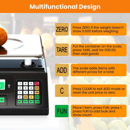 Goplus 88lb/40kg Price Computing Scale, Digital Commercial Food Scale with Counting Function