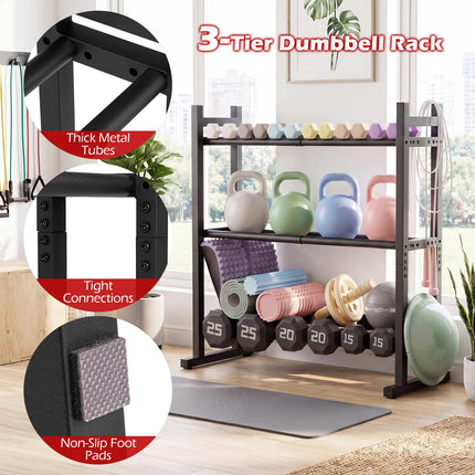 Goplus 3-Tier Dumbbell Rack 529LB Capacity Heavy-Duty Adjustable Weight Rack Stand