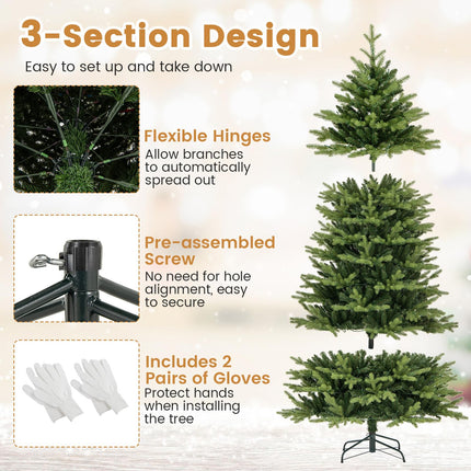 Goplus 7ft Pre-Lit Artificial Christmas Tree with 470 Warm-White & Multi-Color LED Lights
