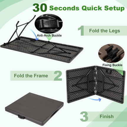 Goplus 5ft Plastic Folding Table w/Handle for Picnic Camping Dining