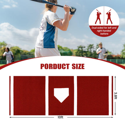 Goplus 10x3.8 ft Baseball Batting Mat with 15 mm Turf for Indoor Outdoor Training