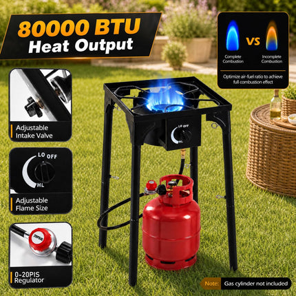 Goplus Outdoor 80,000 BTU High Pressure Single Burner Gas Stove