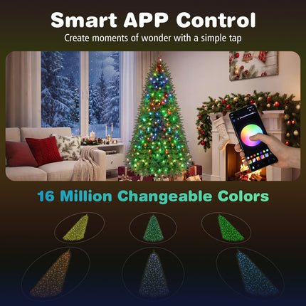 Goplus 6.3 FT Smart Pre-Lit Christmas Tree with 936 Branch Tips & 42 Lighting Modes