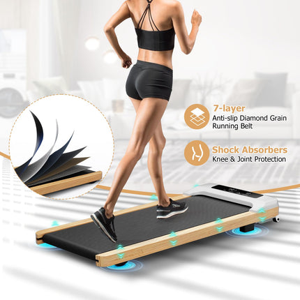 Walking Pad, Wooden Under Desk Treadmill for Home and Office - Goplus