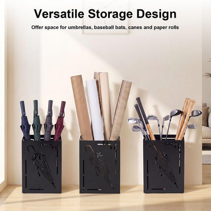 Goplus Rectangular Umbrella Holder Rack with Removable Drip Tray and 4 Hanging Hooks