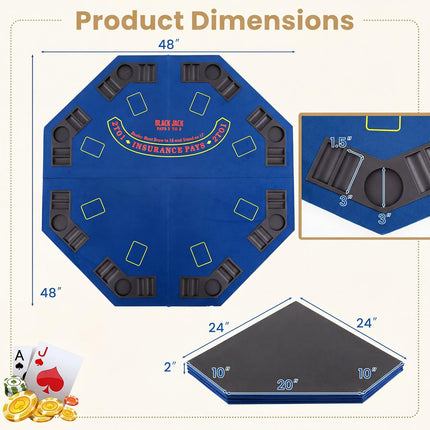 Goplus 8-Player Portable Poker Table Top | 48” Folding Casino Texas Hold’em Game Board