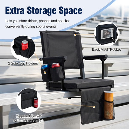 Goplus 2 Pack Stadium Seats for Bleachers with Back Support & Cup Holders