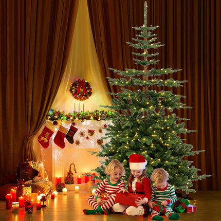 Goplus 7 FT Pre-Lit Artificial Christmas Tree with 1303 PE & PVC Branch Tips