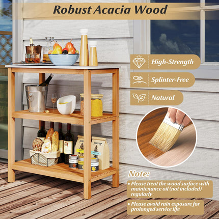 Goplus Patio Wooden Sideboard Kitchen Buffet Organizer for Backyard Garden