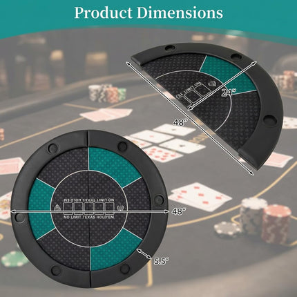 Goplus 48 Inch Foldable Poker Table Top for 6 Players With Carrying Bag