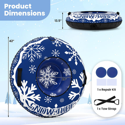 Goplus 42" Heavy-Duty Snow Sledding Tube with Detachable Tow Strap for Adults