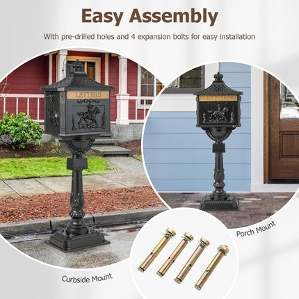 Goplus Cast Aluminum Mailbox with Post