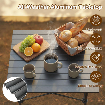 Goplus Outdoor Portable Aluminum Roll Up Table with Snap-Together Design & Carrying Bag