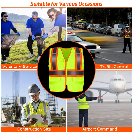 10 Pack Safety Vest, High Visibility Reflective Security Vest Construction Vest - GoplusUS