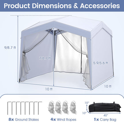 Goplus 10 x 10 FT Outdoor Pop up Canopy Tent with Sidewalls & Netting Removable