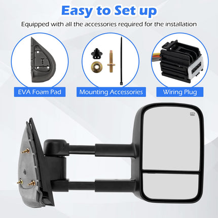 Goplus Tow Mirrors for 2007-2012 Chevy Silverado GMC Sierra 1500/2500/3500 Yukon