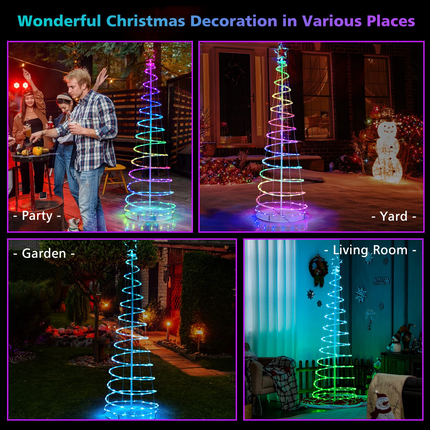 Goplus 6 FT Spiral Christmas Tree, Outdoor Led Christmas Tree with 135 LED Lights - GoplusUS