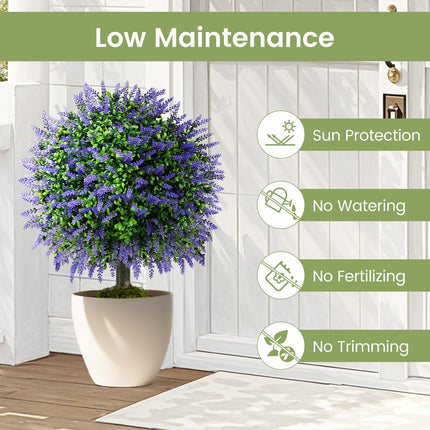 Goplus 22'' Artificial Wisteria Topiary Ball Tree Potted Plants Artificial Shrubs Set of 2