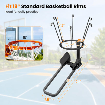 Goplus Basketball Return Attachment Heavy-Duty 180 Degree Rotatable Basketball Rebounder