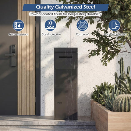 Goplus 14" x 12" x 43.5" Galvanized Steel Parcel Drop Boxes with Lock & Anti-Theft Design