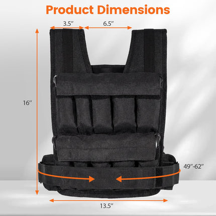 Goplus Adjustable Weighted Vest with 20 Removable Metal-Sand Weights (44LBS w/49”-62” Waist Size)
