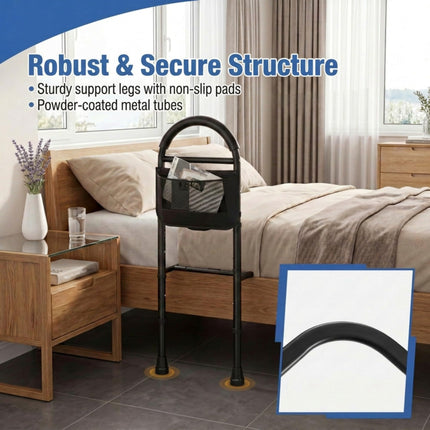 Goplus Bed Rails for Elderly Adults Safety | Adjustable Height Bed Assist Railings with Support Legs