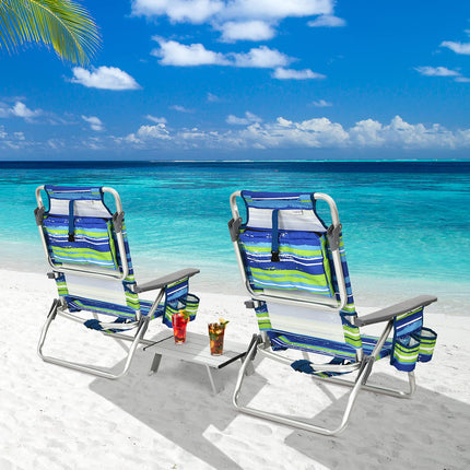 Backpack Beach Chairs, 3 Pcs Portable Camping Chairs with Cool Bag and Cup Holder - GoplusUS